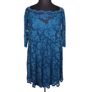 Mel & Me Deep Teal Stretchy Lace Formal Cocktail Dress Size M-L